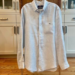 Vineyard Vines Long Sleeve Linen Pinstripe Classic Fit Tucker Shirt